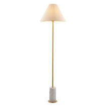 Bemidji Natural Linen Fabric Shade Floor Lamp In Brass