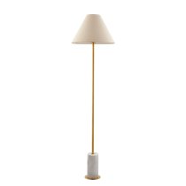 Bemidji Natural Linen Fabric Shade Floor Lamp In Brass