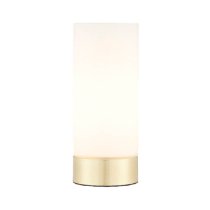 Destin Opal Glass Cylindrical Shade USB Table Lamp In Brass