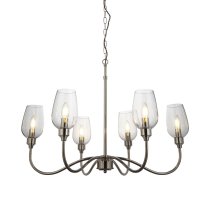 Bastrop 6 Lights Glass Pendant Ceiling Light In Bright Nickel