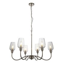 Bastrop 6 Lights Glass Pendant Ceiling Light In Bright Nickel