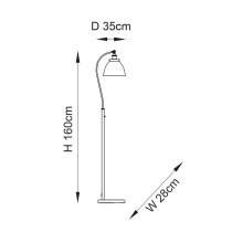 Funner Metal Shade Tall Floor Lamp In Matt Black