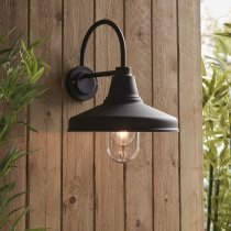 Fraser Clear Glass Shade Outdoor Wall Light In Black