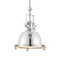 Folsom Sandblasted Glass Pendant Ceiling Light In Bright Nickel