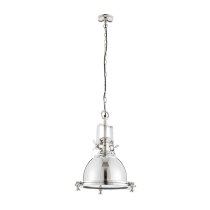 Folsom Sandblasted Glass Pendant Ceiling Light In Bright Nickel