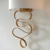 Goshen Cotton Curls Shade Wall Light In Gold