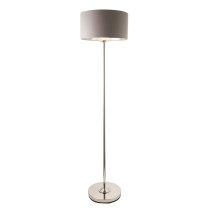 Hixson Charcoal Fabric Shade Floor Lamp In Bright Nickel