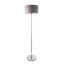 Hixson Charcoal Fabric Shade Floor Lamp In Bright Nickel