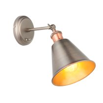 Halifax Satin White Shade Wall Light In Bright Nickel