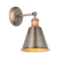 Halifax Satin White Shade Wall Light In Bright Nickel