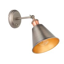 Halifax Satin White Shade Wall Light In Bright Nickel