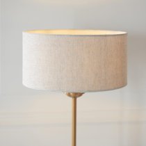 Hixson Natural Fabric Shade Table Lamp In Aged Brass