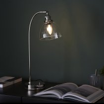 Hartford Clear Glass Shade Table Lamp In Bright Nickel