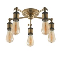 Halifax 5 Light Semi-Flush Pendant Ceiling Light In Antique Brass