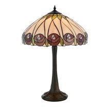 Hinton Tiffany Glass Table Lamp In Black And Multicolour