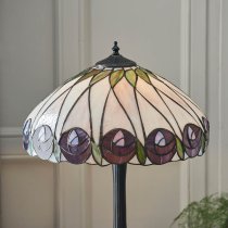 Hinton Tiffany Glass Table Lamp In Black And Multicolour