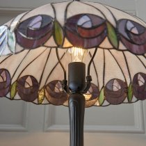 Hinton Tiffany Glass Table Lamp In Black And Multicolour