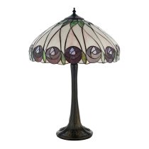 Hinton Tiffany Glass Table Lamp In Black And Multicolour