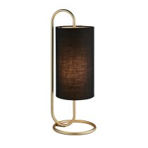 Kirkland Cylindrical Black Fabric Shade Table Lamp In Brass