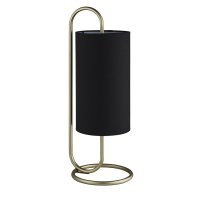 Kirkland Cylindrical Black Fabric Shade Table Lamp In Brass