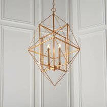 Laconia Metal Pendant Ceiling Light In Antique Gold Silver Leaf