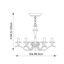 Killeen 8 Light Metal Semi-Flush Pendant Ceiling Light In Brass