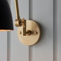 Laramie Matt Black Shade Wall Light In Antique Brass