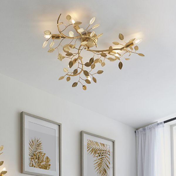 Laveen 6 Light Metal Floral Flush Ceiling Light In Gold