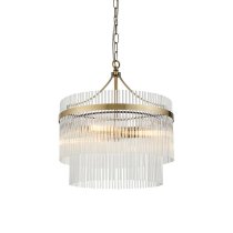 Mankato 3 Light Glass Pendant Ceiling Light In Antique Brass