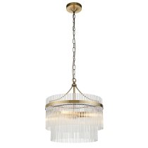 Mankato 3 Light Glass Pendant Ceiling Light In Antique Brass