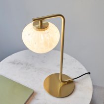 Mackay White Confetti Glass Table Lamp In Satin Brass