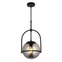 Mayetta Smoked Mirrored Glass Pendant Ceiling Light In Black