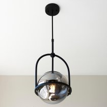 Mayetta Smoked Mirrored Glass Pendant Ceiling Light In Black