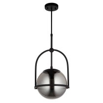 Mayetta Smoked Mirrored Glass Pendant Ceiling Light In Black