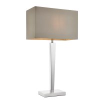 Morehead Grey Faux Silk Shade Table Lamp In Chrome