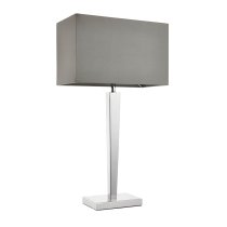 Morehead Grey Faux Silk Shade Table Lamp In Chrome