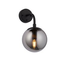 Mayetta Smoked Mirrored Glass Wall Light In Matt Black