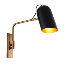 Newkirk Matt Black Shade Metal Wall Light In Antique Brass