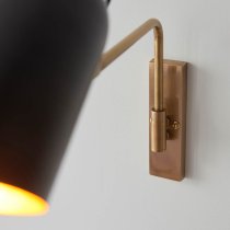 Newkirk Matt Black Shade Metal Wall Light In Antique Brass