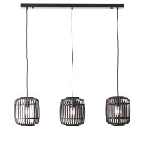 Murray 3 Light Dark Wooden Pendant Ceiling Light In Matt Black