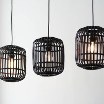 Murray 3 Light Dark Wooden Pendant Ceiling Light In Matt Black