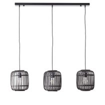 Murray 3 Light Dark Wooden Pendant Ceiling Light In Matt Black