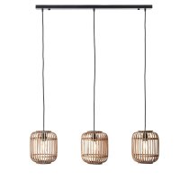 Murray 3 Light Natural Wood Pendant Ceiling Light In Matt Black