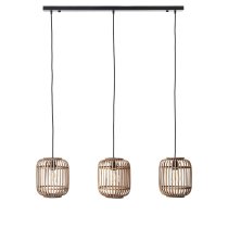 Murray 3 Light Natural Wood Pendant Ceiling Light In Matt Black