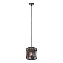 Murray Dark Bamboo Wood Pendant Ceiling Light In Matt Black