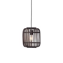 Murray Dark Bamboo Wood Pendant Ceiling Light In Matt Black