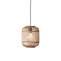 Murray Natural Bamboo Wood Pendant Ceiling Light In Matt Black