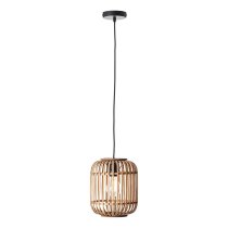 Murray Natural Bamboo Wood Pendant Ceiling Light In Matt Black