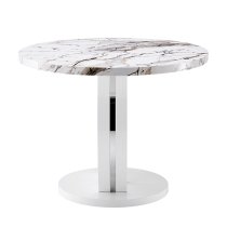 Halo High Gloss Dining Table Round In White Milo Marble Effect