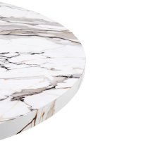 Halo High Gloss Dining Table Round In White Milo Marble Effect